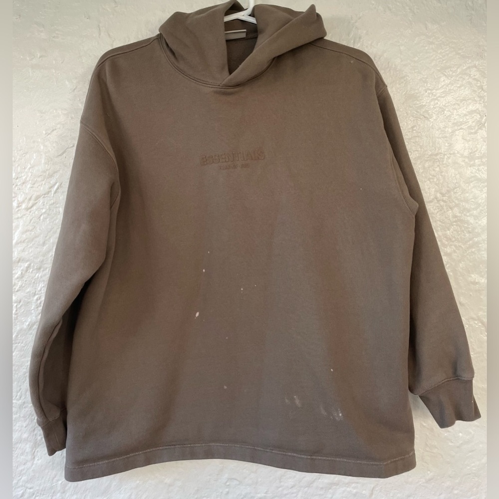 Fear of God ESSENTIALS oversized relaxed hoodie wood brown cotton blend; XXL